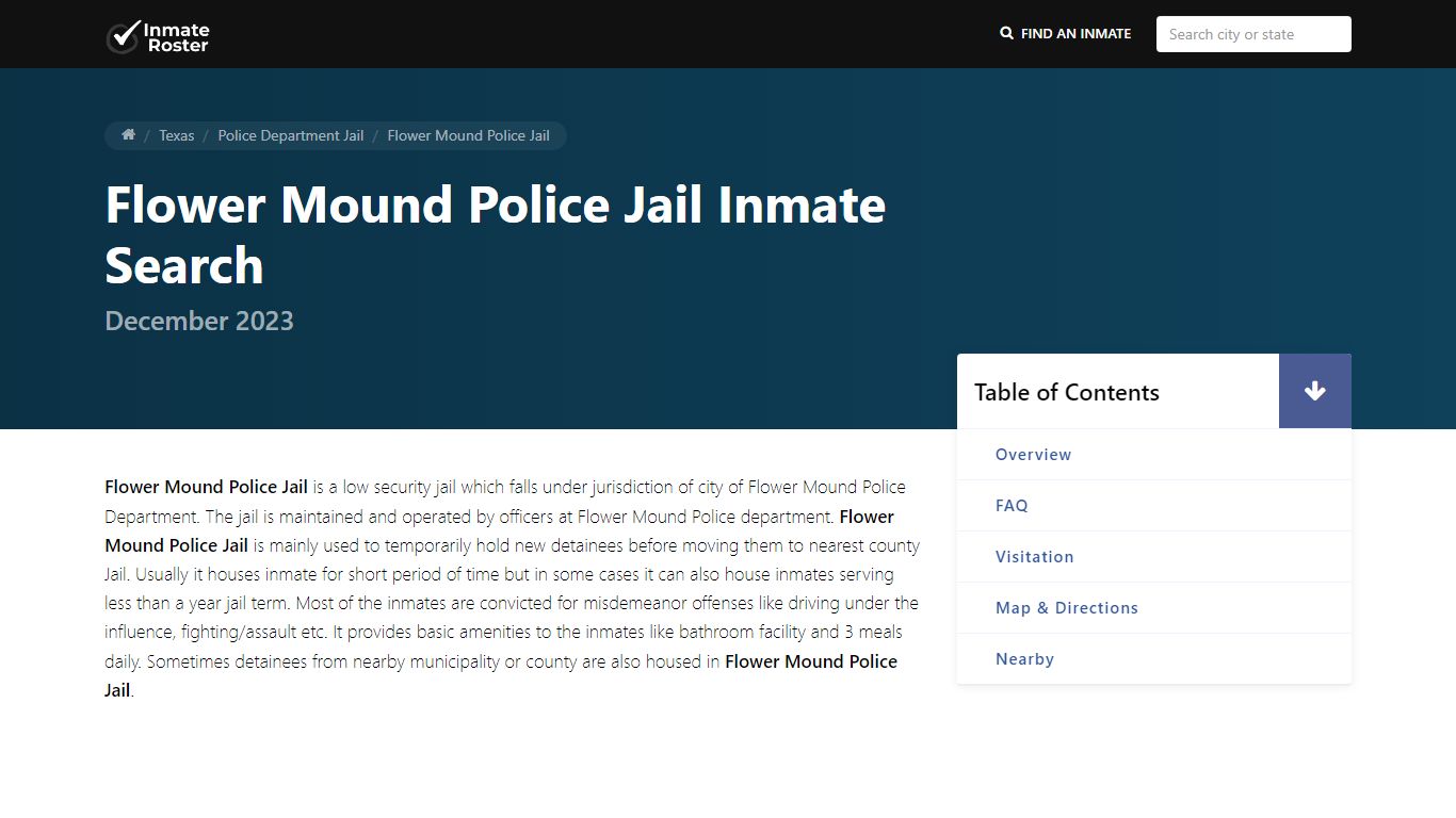 Inmate Search | Flower Mound Police Jail - Flower Mound, TX