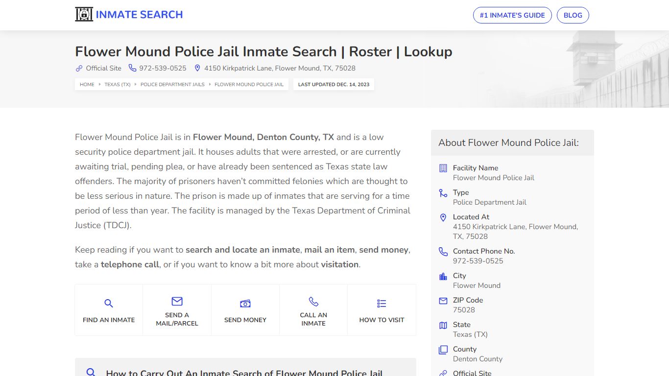Flower Mound Police Jail Inmate Search | Roster | Lookup